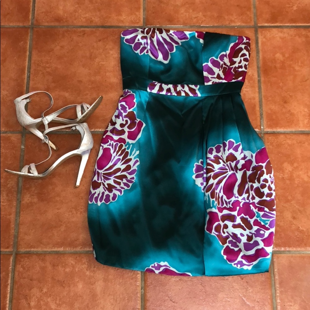 Silk strapless tibi dress